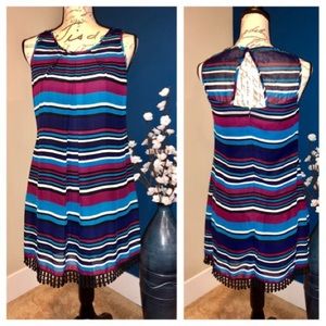 Striped dress with fringed bottom